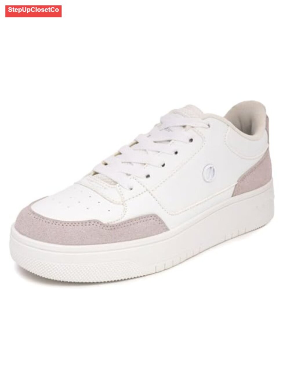 Platform Sneakers Vegan Leather Chunky Lace-Up Casual Walking Shoes